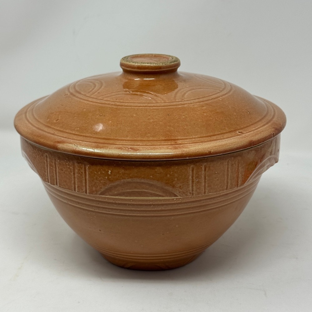 Vintage Oven Ware Made in USA 8 Stoneware Casserole Dish with Lid Retro Kitchen